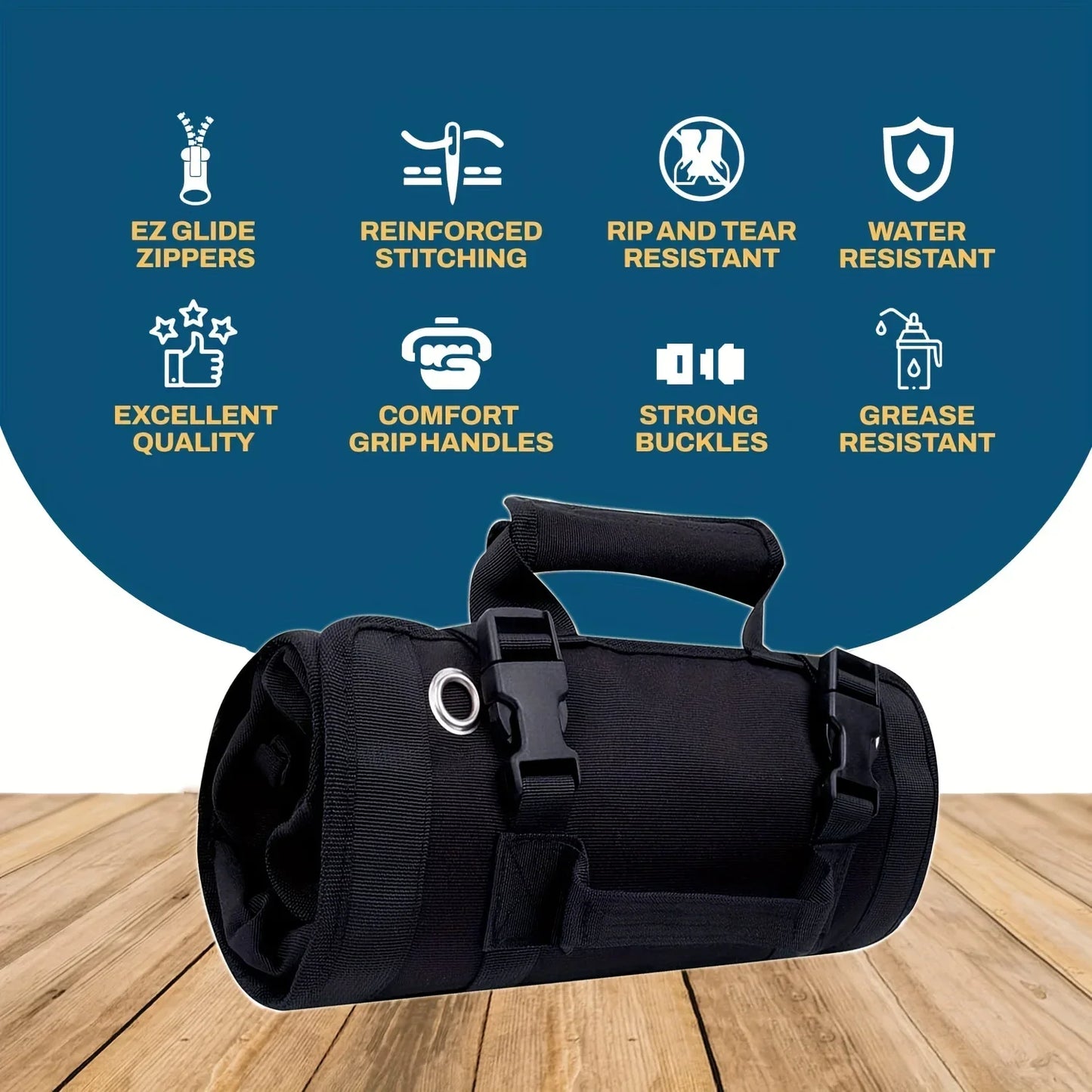 Tool Bag Organizers - Small Tool Bag with Detachable Pouches , Heavy Duty Roll up Tool Bag Organizer with 6 Tool Pouches