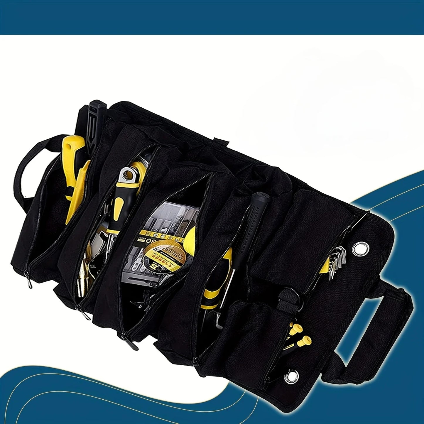 Tool Bag Organizers - Small Tool Bag with Detachable Pouches , Heavy Duty Roll up Tool Bag Organizer with 6 Tool Pouches